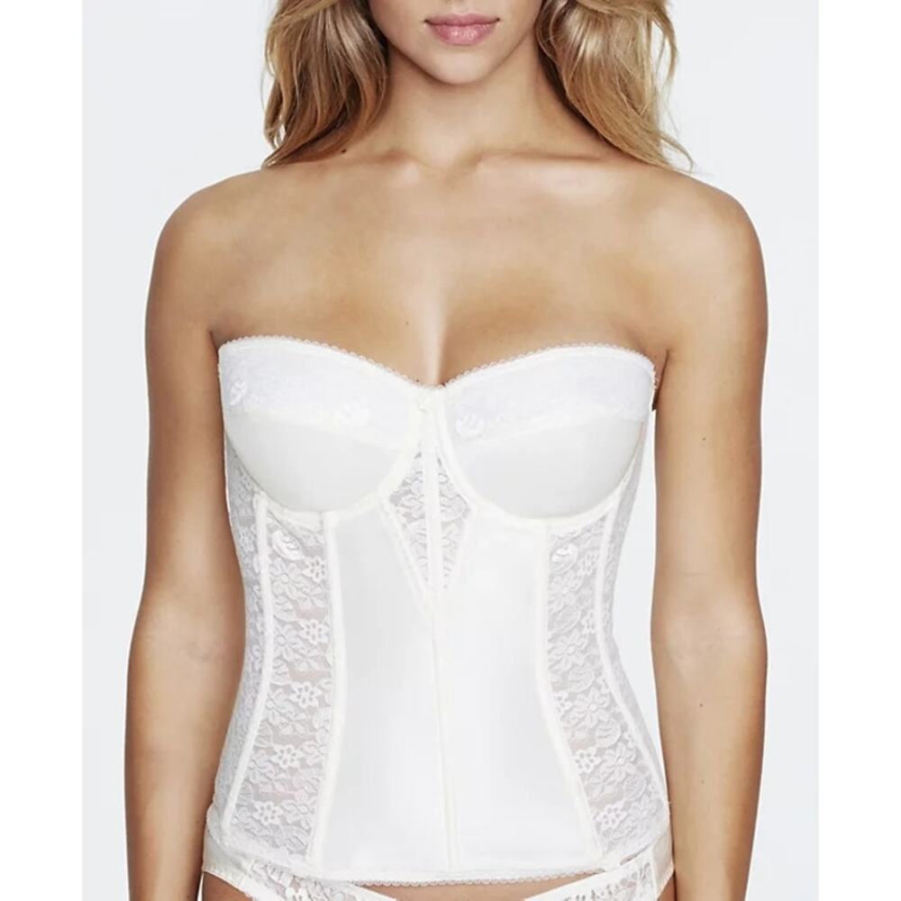 Dominique Colette Lace Strapless Bustier Corset Bridal Bra Ivory Size 36F NWT
